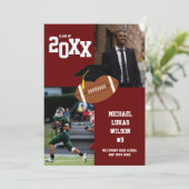 サッカーの卒業式スポーツマルーン発表 招待状 (スタンド正面)