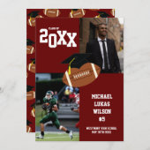 サッカーの卒業式スポーツマルーン発表 招待状 (正面/裏面)