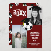 サッカーの卒業式スポーツ大会発表 招待状 (正面/裏面)