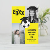 サッカーの卒業式スポーツ黄色の発表 招待状 (スタンド正面)