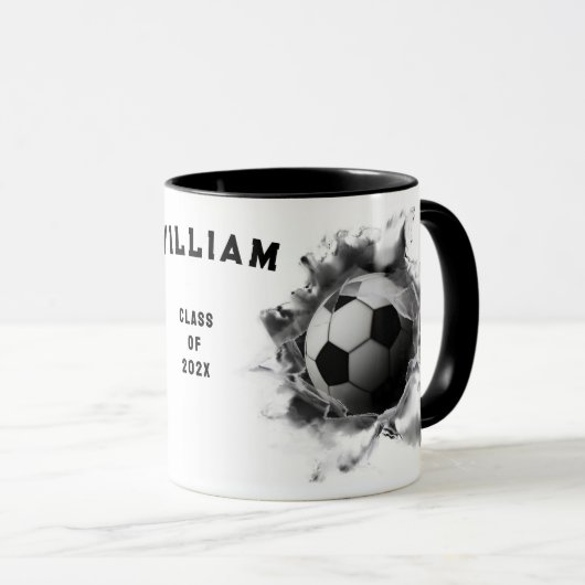 サッカーの卒業祝い マグカップ (正面右)