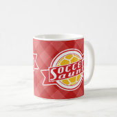 サッカーの叔母の赤と黄色 コーヒーマグカップ (正面右)