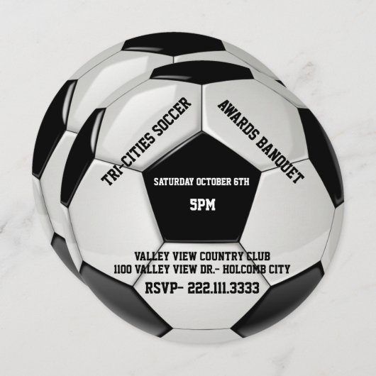 サッカーの受賞の宴の招待状 招待状 (正面/裏面)