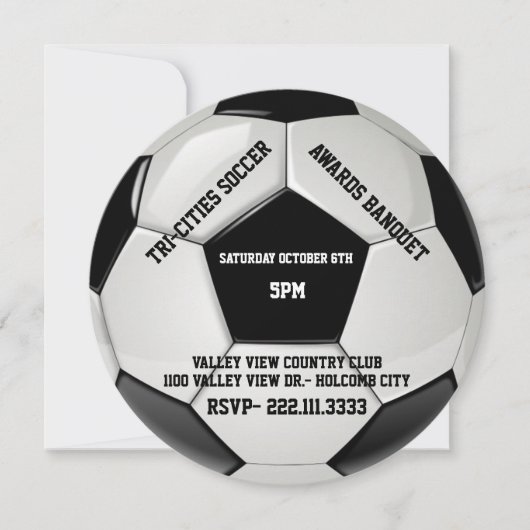 サッカーの受賞の宴の招待状 招待状 (正面)