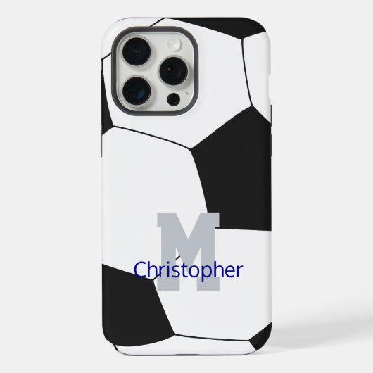 サッカーの名前とイニシャル iPhoneケース (裏面)