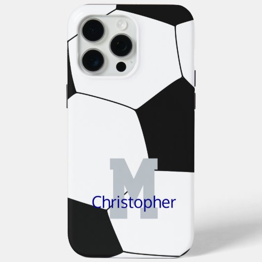 サッカーの名前とモノグラム Case-Mate iPhoneケース (裏面)