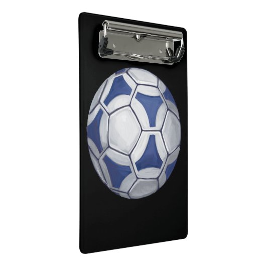 サッカーの名前の付いた青と白 ミニクリップボード (アングル)