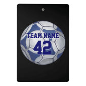サッカーの名前の付いた青と白 ミニクリップボード (裏面)