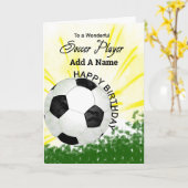 サッカーの名前の追加誕生日 カード (黄色い花)