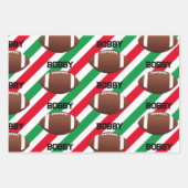 サッカーの名前を追加クリスマスおもしろい赤と緑3 ラッピングペーパーシート (正面3)