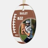 サッカーの名前ジャージー番号フォトキープサケ セラミックオーナメント (左)