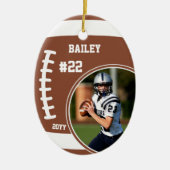 サッカーの名前ジャージー番号フォトキープサケ セラミックオーナメント (正面)