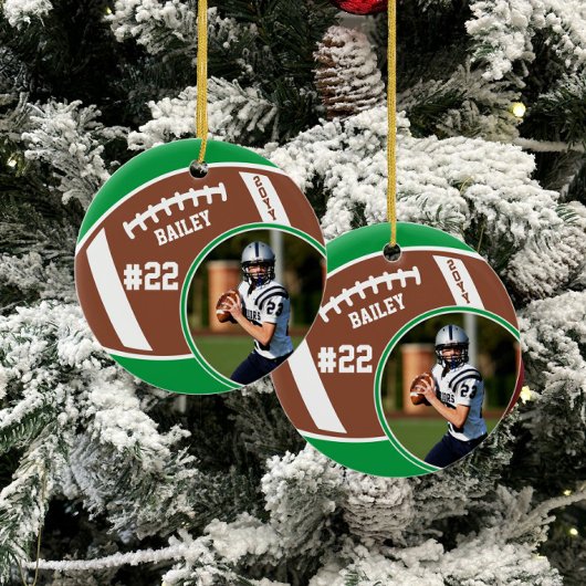 サッカーの名前ジャージー番号フォトキープサケ セラミックオーナメント