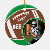 サッカーの名前ジャージー番号フォトキープサケ セラミックオーナメント (正面)