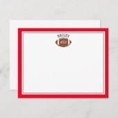 サッカーの名前&ナンバーグリーンレッド文房具 ノートカード (正面/裏面)