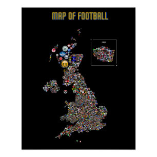 サッカーの地図(英国) ポスター