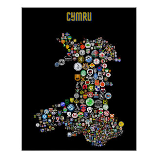 サッカーの地図(Cymru) ポスター