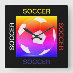 サッカーの壁時計 スクエア壁時計