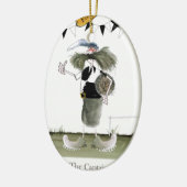 サッカーの大尉の黒 + 白いキット セラミックオーナメント (左)