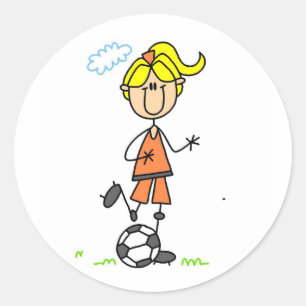 サッカーの女の子のステッカー ラウンドシール