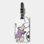 サッカーの女の子のブルネット ラゲッジタグ (正面縦)