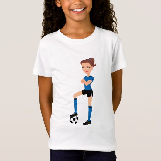 サッカーの女の子の図解入りの、写真付きのなティー Tシャツ (正面)