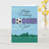 サッカーの女の子の挨拶状 カード (黄色い花)