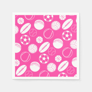 サッカーの女の子の球のスポーツのピンク スタンダードカクテルナプキン