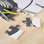 サッカーの女の子の黒の文字 ジグソーパズル (側面)