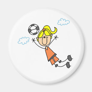 サッカーの女の子は磁石を広げて置きます マグネット
