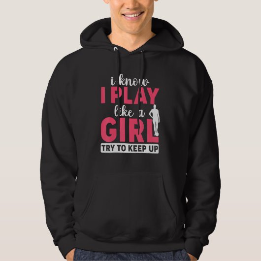 サッカーの女の子プレーヤー私遊は女の子のように知っているTを試す パーカ (正面)