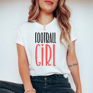 サッカーの女の子 ピンクはっきりした文字スポーツ Tシャツ