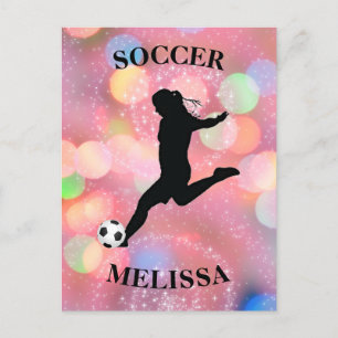 サッカーの女カラフルの子が輝く ポストカード