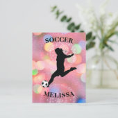サッカーの女カラフルの子が輝く ポストカード (スタンド正面)