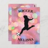 サッカーの女カラフルの子が輝く ポストカード (正面/裏面)