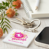 サッカーの女パーソナライズされた子ピンクチーム キーホルダー (正面右)