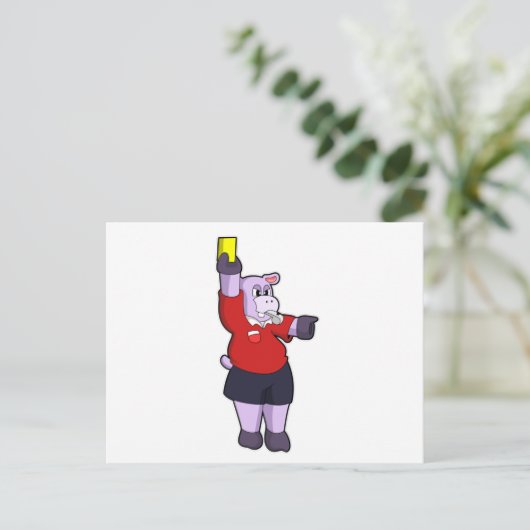 サッカーの審判を務めるヒポポタマス ポストカード (スタンド正面)