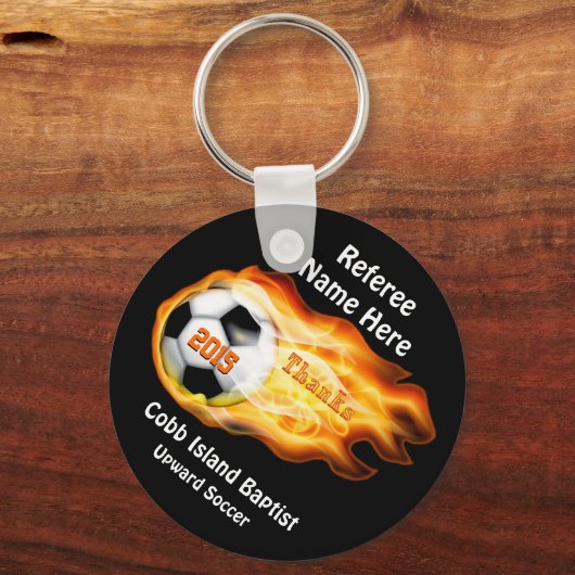 サッカーの審判官又はコーチ向け贈答品4文字箱 キーホルダー (正面)