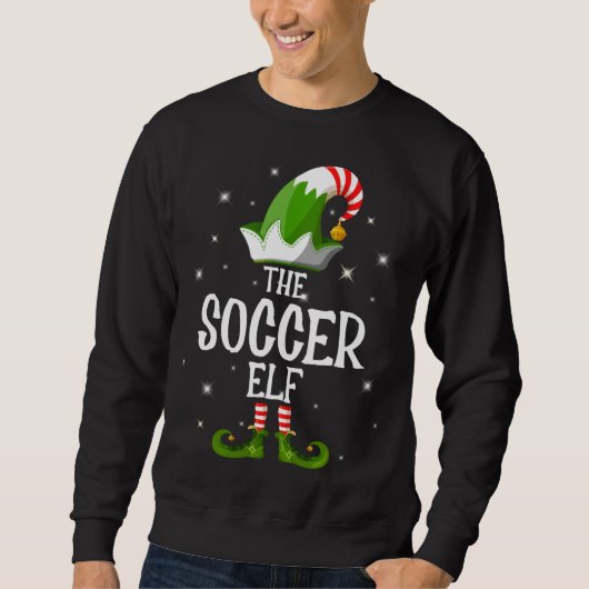 サッカーの小妖精や小人ファミリーがクリスマスに合う スウェットシャツ (正面)