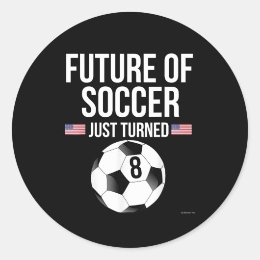 サッカーの少年たちに8歳の誕生日プレゼントを ラウンドシール (正面)