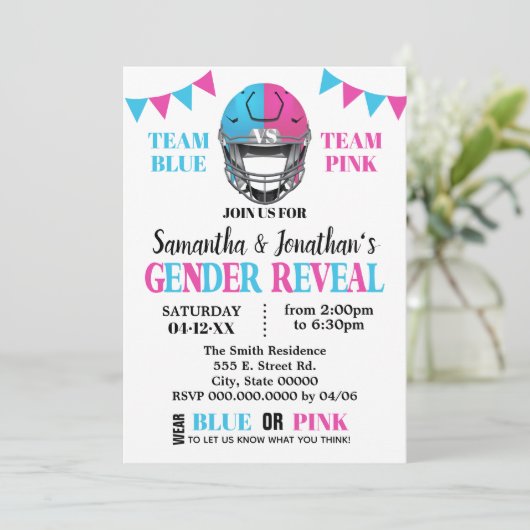 サッカーの性別はピンクまたは青のシャワーを浴びる 招待状 (スタンド正面)