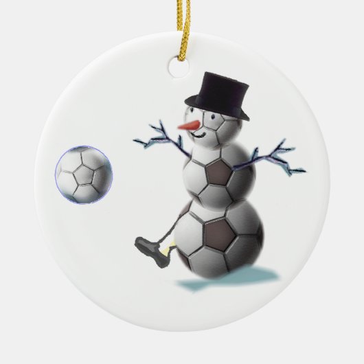 サッカーの恋人のクリスマスのギフトのオーナメント セラミックオーナメント (正面)