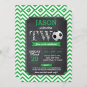 サッカーの招待のパーティーの第2誕生日2のフットボール 招待状 (正面/裏面)