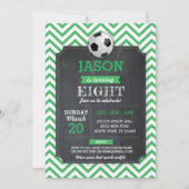 サッカーの招待のパーティーの誕生日のスポーツの緑のフットボール 招待状 (正面)