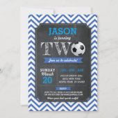 サッカーの招待状のパーティーの第2誕生日2の青 招待状 (正面)