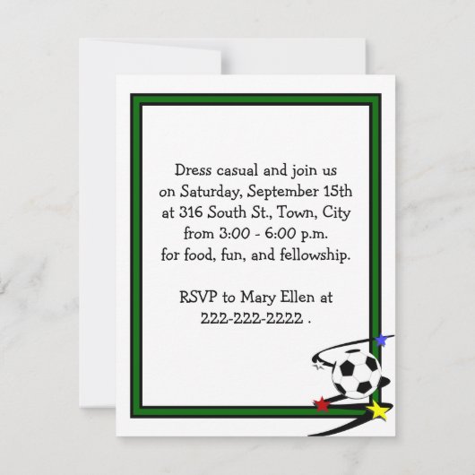 サッカーの招待状 招待状 (裏面)