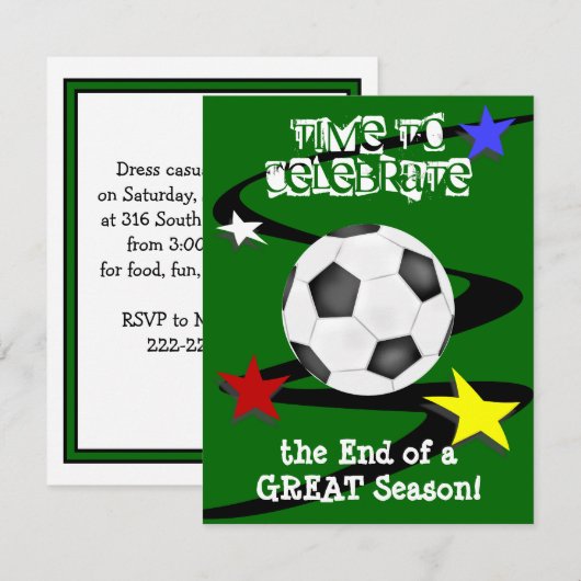 サッカーの招待状 招待状 (正面/裏面)