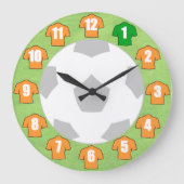 サッカーの時計-古い金ゴールドシャツ ラージ壁時計 (正面)