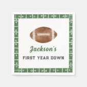 サッカーの最初の年ダウン誕生日パーティナプキンス スタンダードカクテルナプキン (正面)