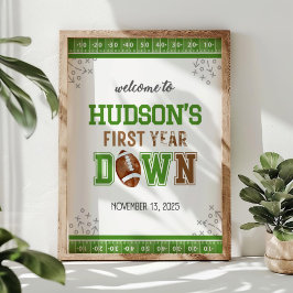 サッカーの最初の誕生日ウェルカムサイン最初の年DowN ポスター